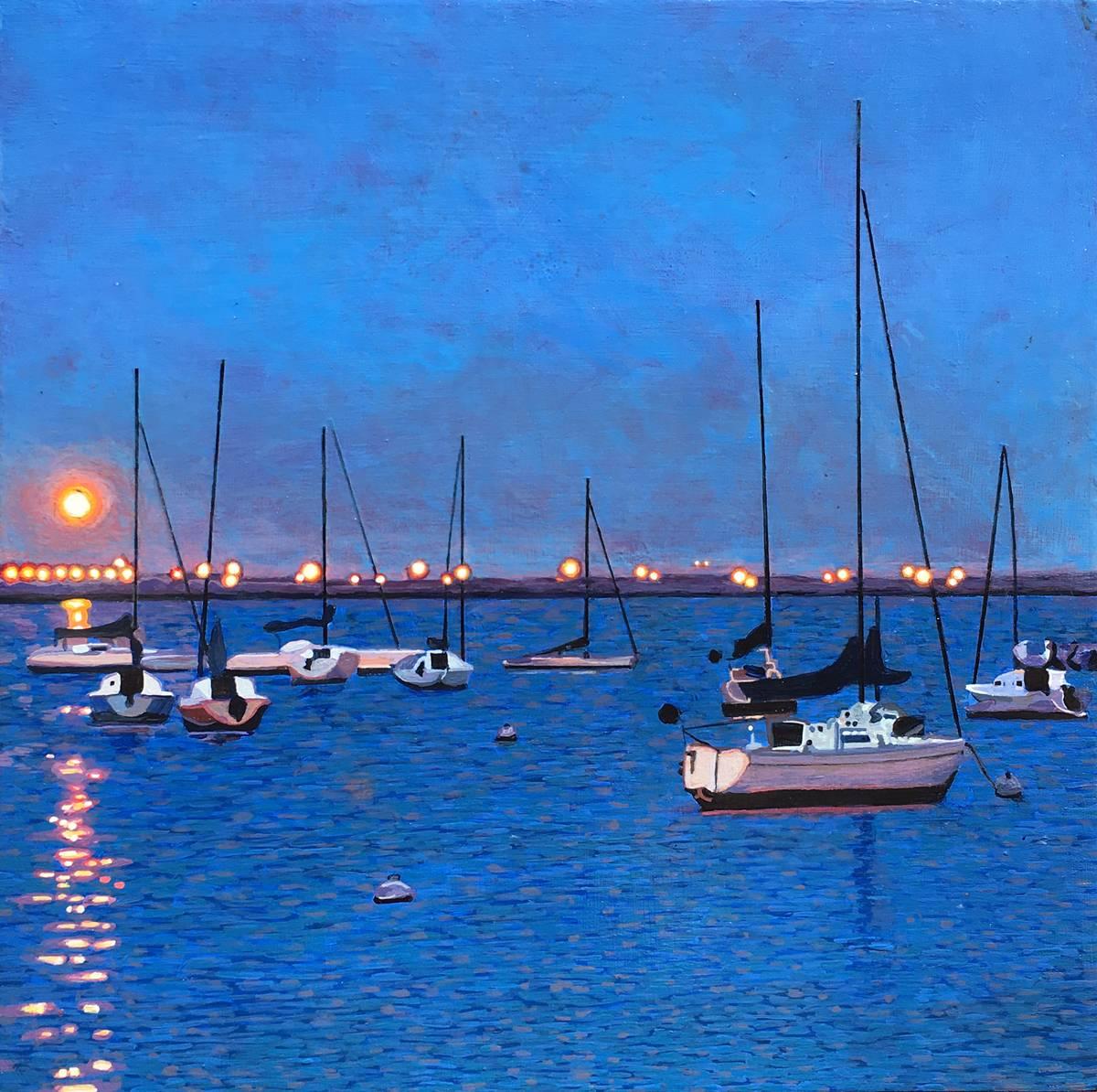 Andrew Woodward Landscape Painting - Harbor Blues