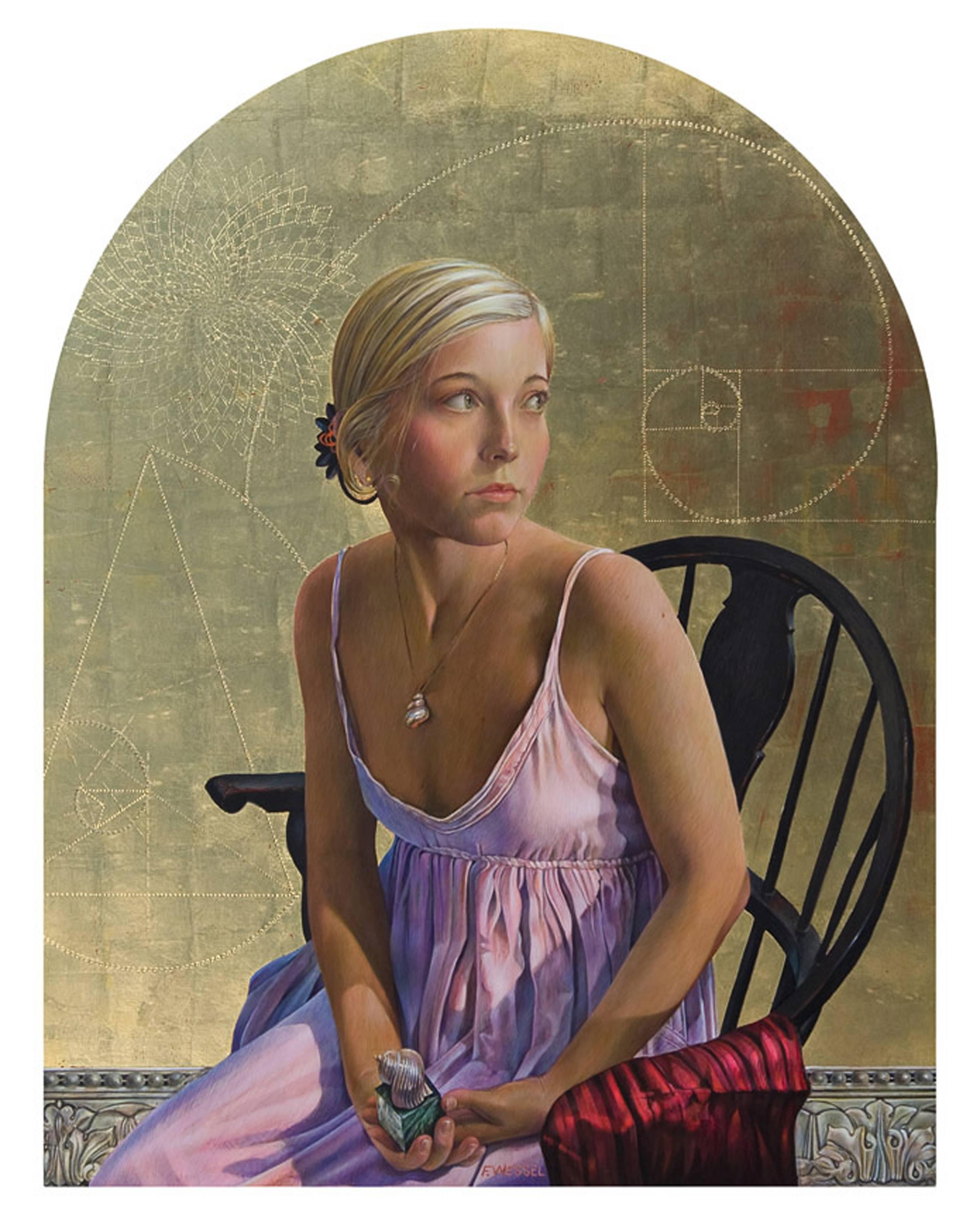 Fred Wessel Portrait Painting - Giana (Virgo-Fibonacci Revisited, Sacred Geometry)