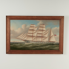 Peinture anglaise ancienne représentant un voilier, de William Ball Spencer