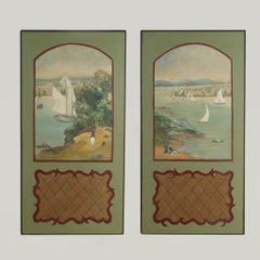Pair of Italian Painted Panels with Sailboats