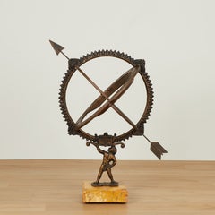Vintage Armillary Sphere on a Marble Veneer Base