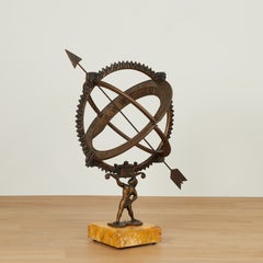Vintage Armillary Sphere on a Marble Veneer Base