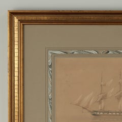 Acquerello d'epoca del veliero inglese HMS Pique
