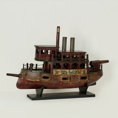 Modellino di barca d'epoca in stile folk art
