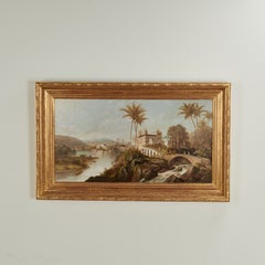 Antique Orientalist India Landscape Oil Painting by Daniel C. Grose