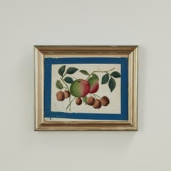 Set of Nine Antique Chinese Botanical Fruit Paintings on Pith Paper