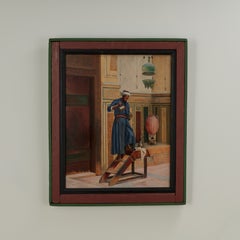 Antique Orientalist Painting of a Lamplighter in an Interior Scene