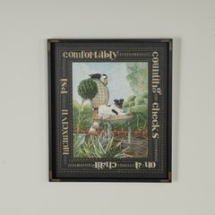 Pair of Vintage Whimsical Paintings of Dogs in Decorative Frames by Stephanie Ho