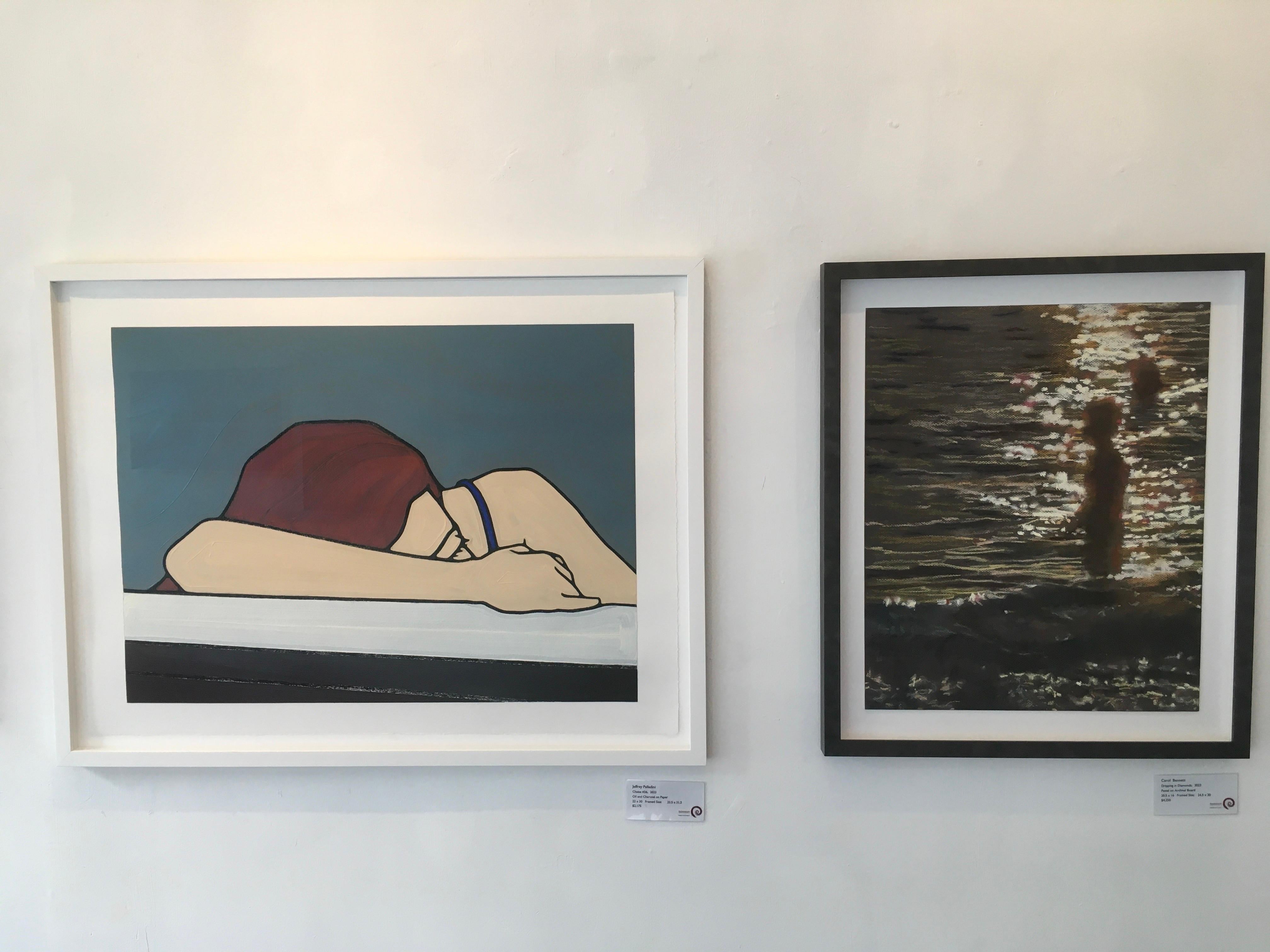 Chaise 36, Minimalista, Pop Art, pittura, Figurativo, Piscina, Figura femminile, Carta - Painting Contemporaneo di Jeffrey Palladini