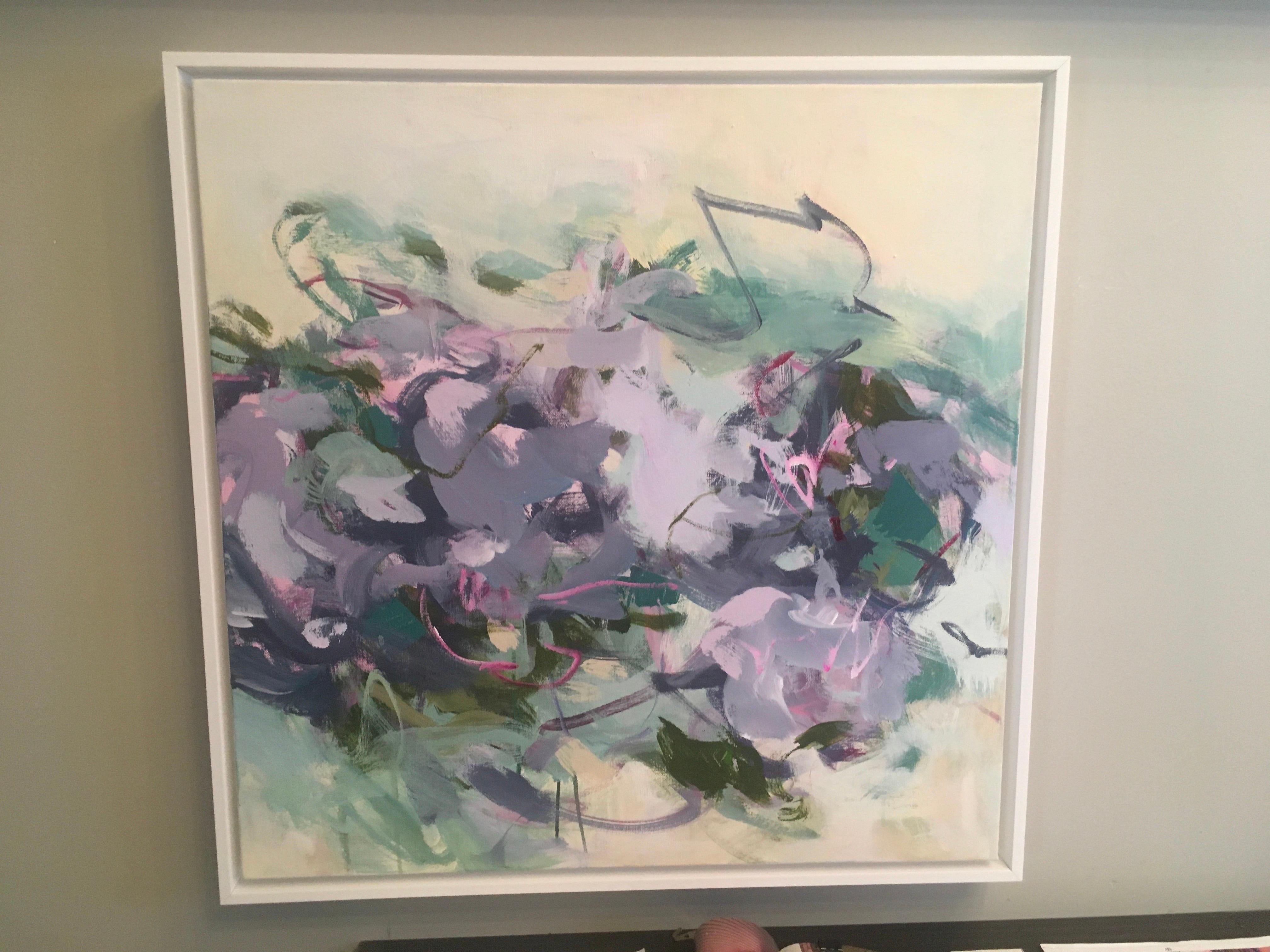 Unravelling 3, pittura, acrilico, viola, astratto - Painting di Jill Morton