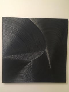 The Upend, Öl, Monochrom, minimalistisch, schwarz, strukturiert, Gemälde, Bewegung