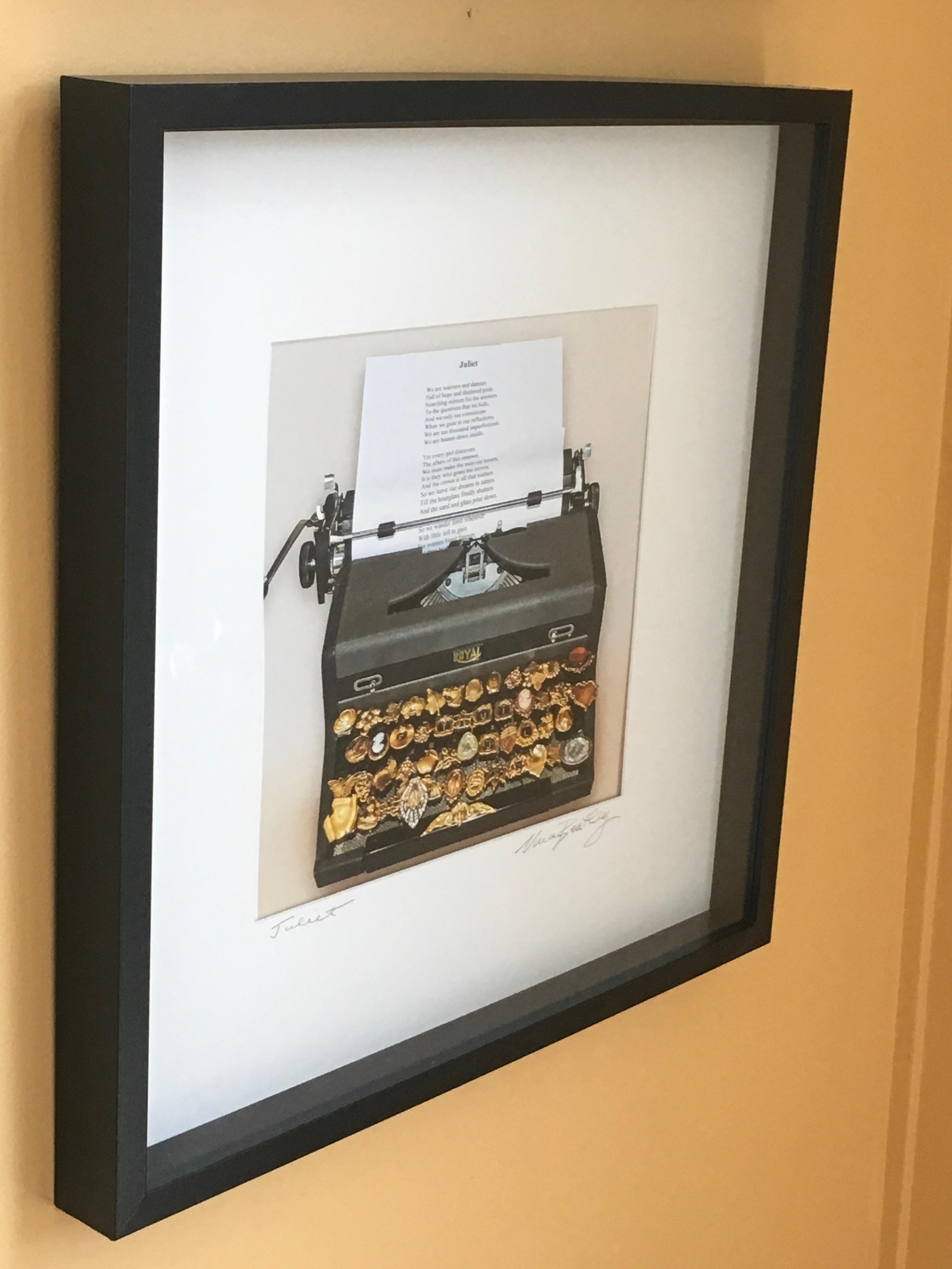 Pearls of Wisdom, Limited Edition photograph, typewriter, vintage, Framed - Contemporary Photograph by Nina Bentley