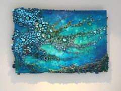 Sea Scatter, Dimensional, Water, Paper, Acrylic, Blue, Green, Beach art