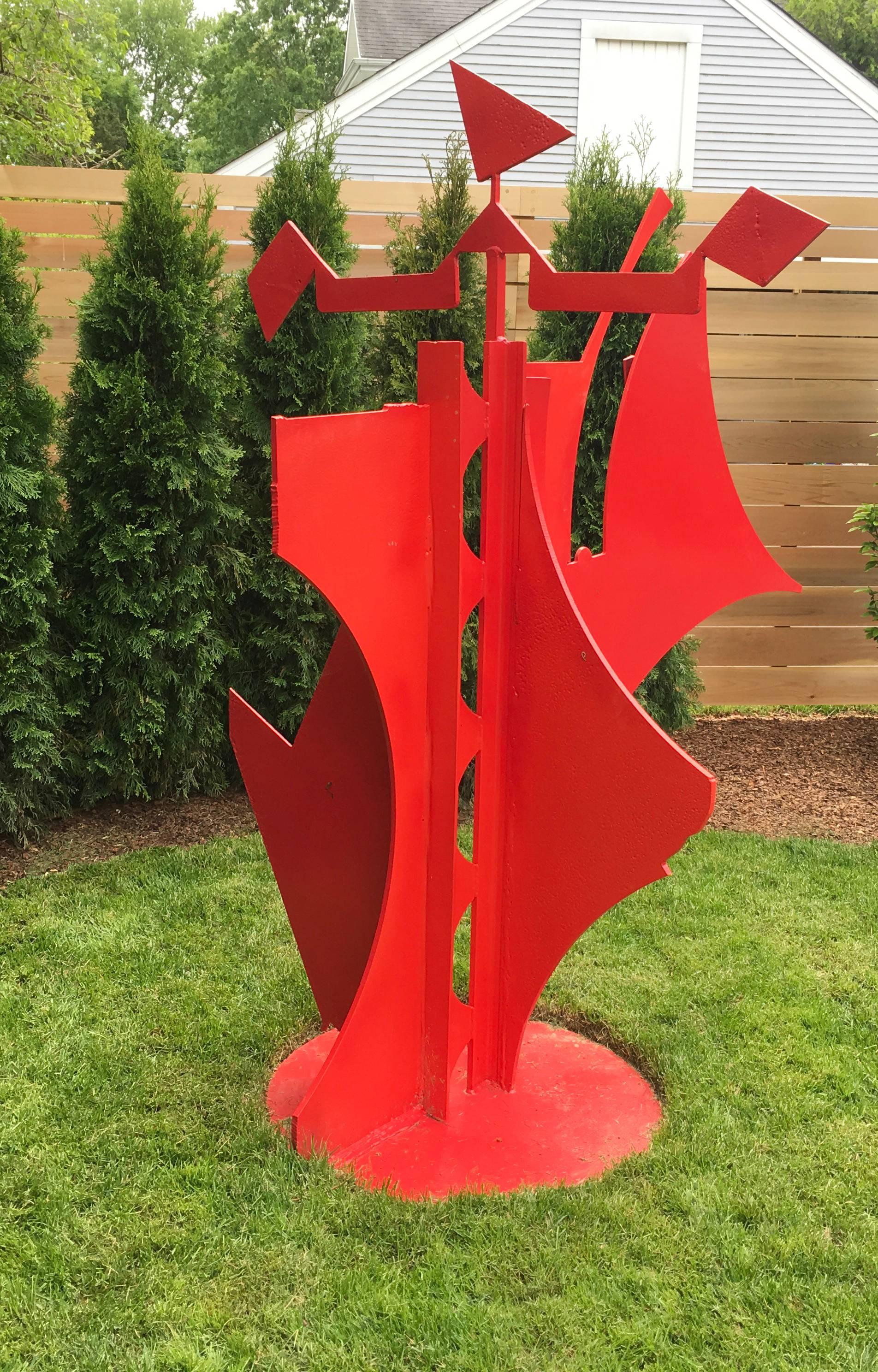 red metal sculpture