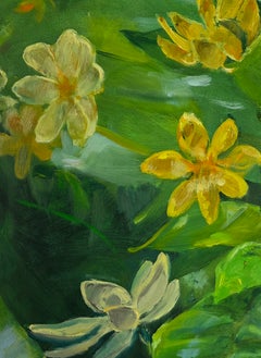 „Blühender Gardenienbaum“ – Diptychon, zeitgenössisches Landschaftsgemälde