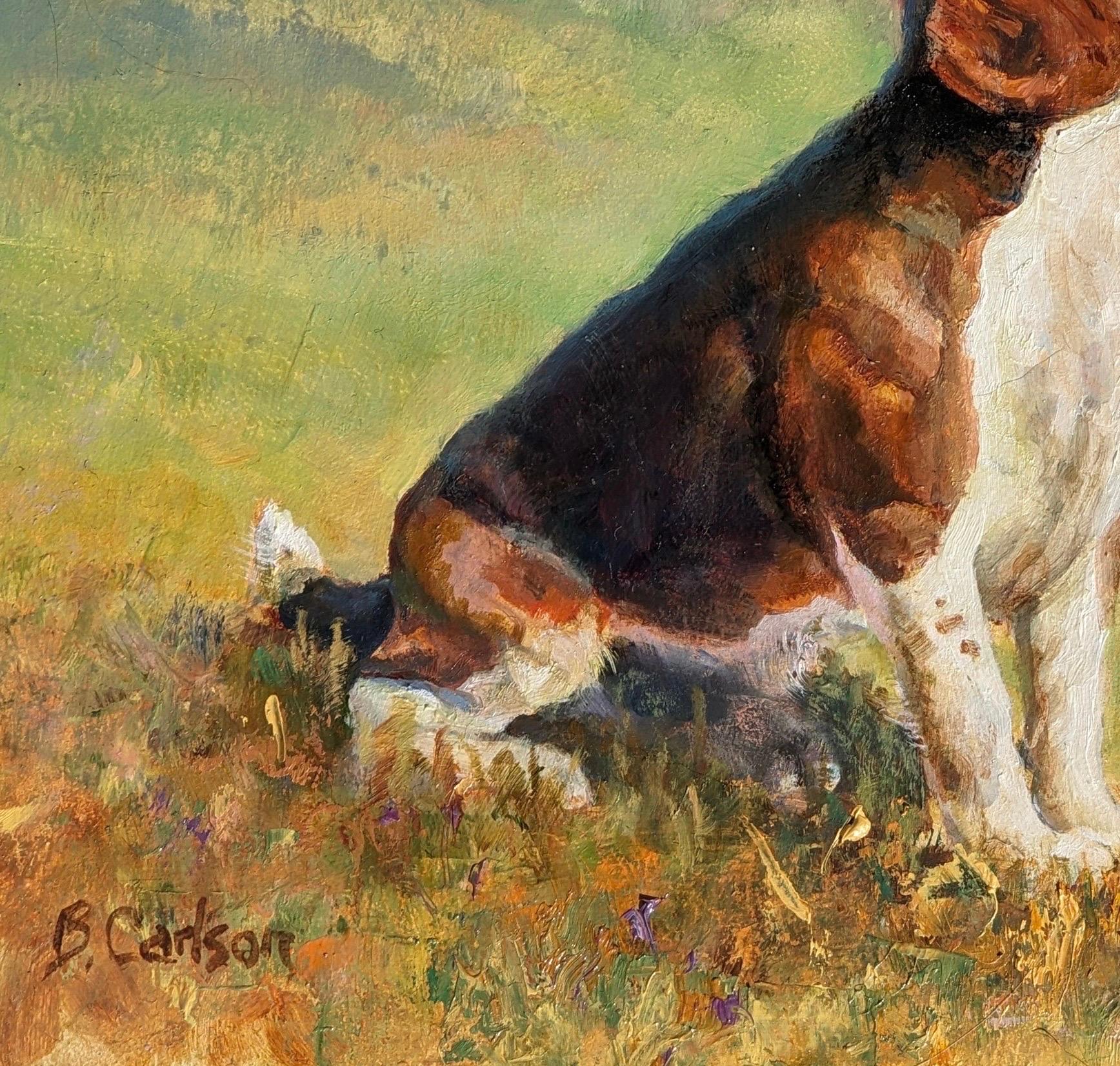 Charming Hound Painting of Dog Baying with Excitement Having Captured the Scent 3