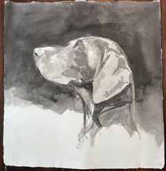 Stunning Contemporary German Shorthair Pointer Ink Painting Exudes Power & Focus