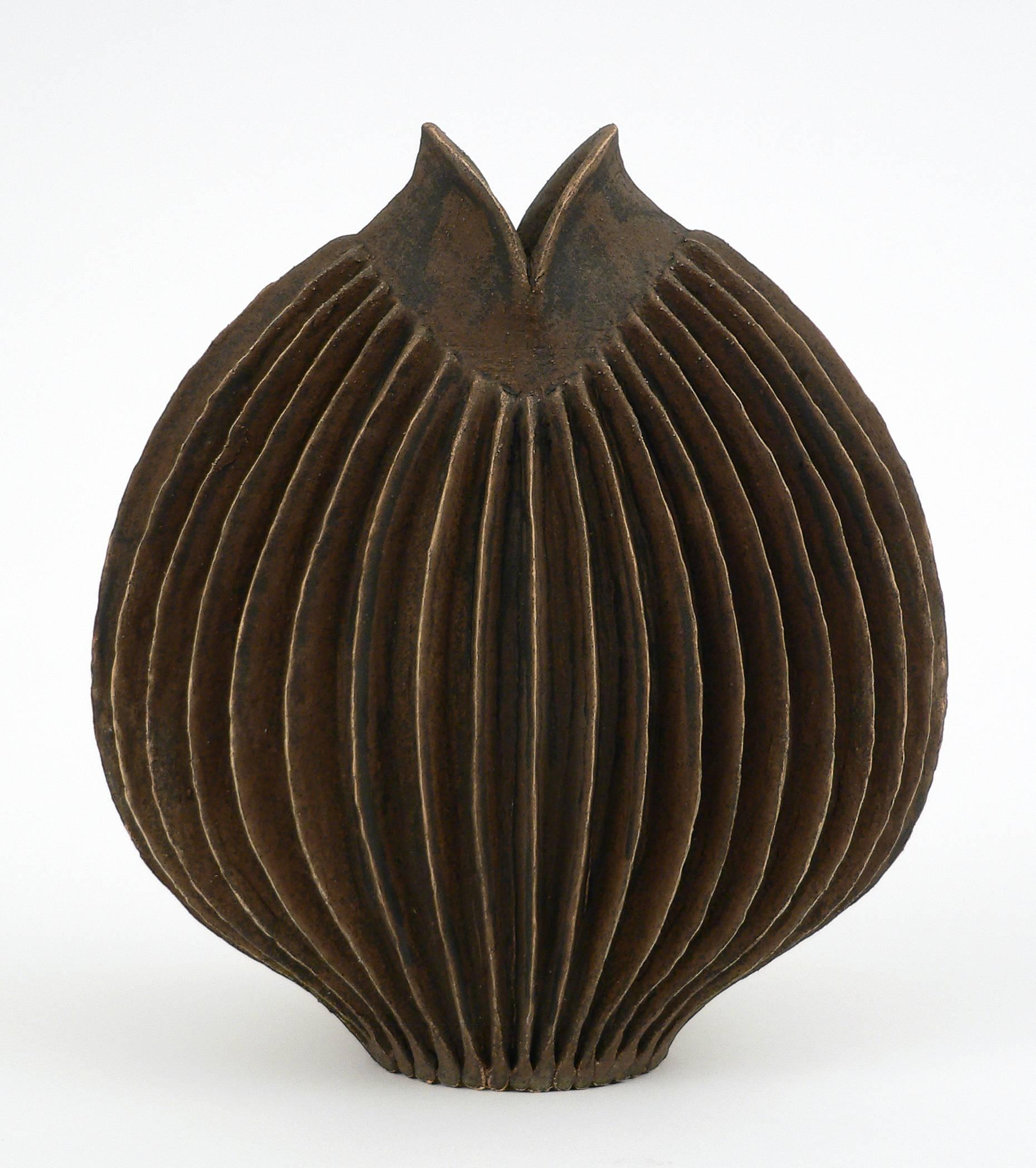 Ursula Morley Price Abstract Sculpture - Brown Flange Tulip Form