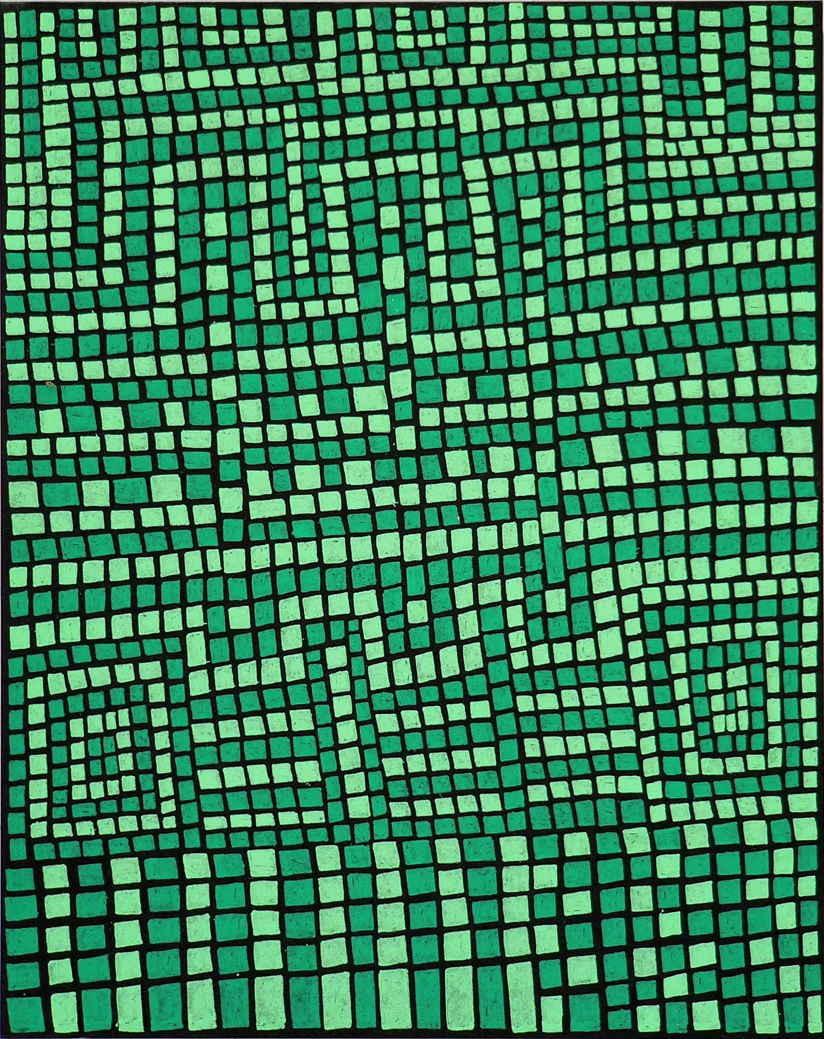 Mel Bernstine Abstract Drawing - Green Scene