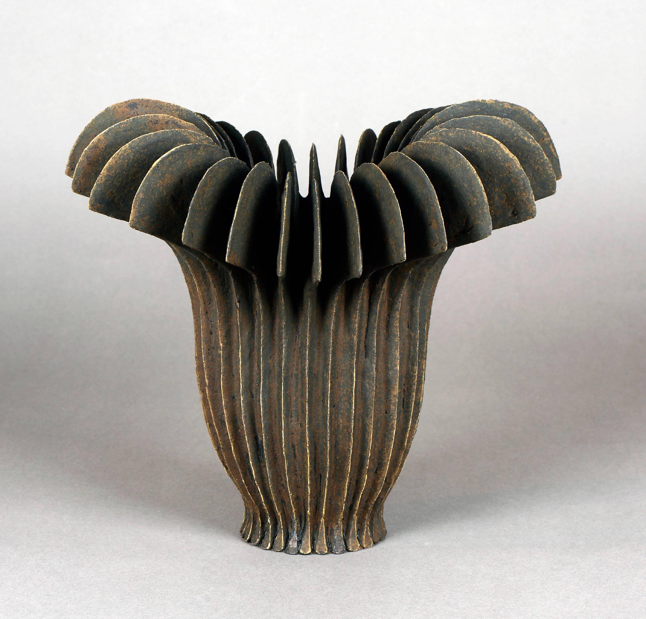 Ursula Morley Price Abstract Sculpture - Brown Trumpet Form