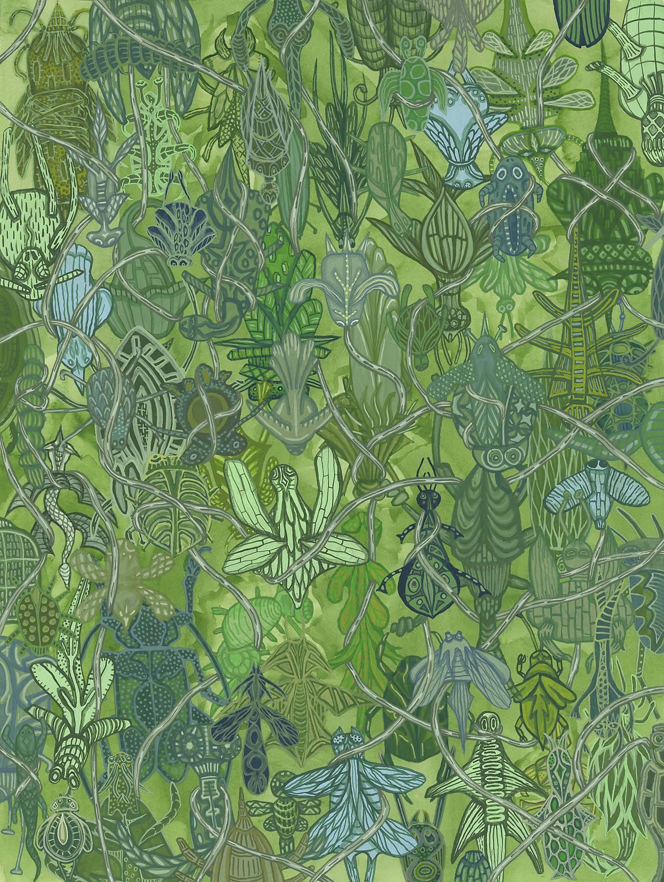Laura Sharp Wilson Abstract Drawing - Green Screen