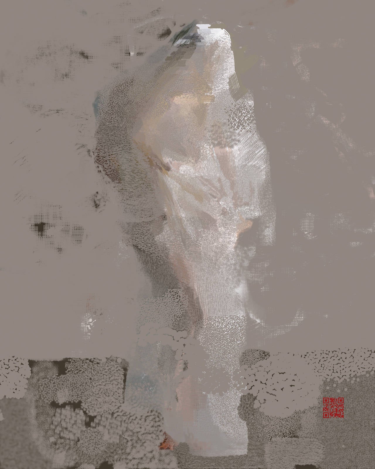 Classical Shroud, digital painting, abstracted figure, earth tones