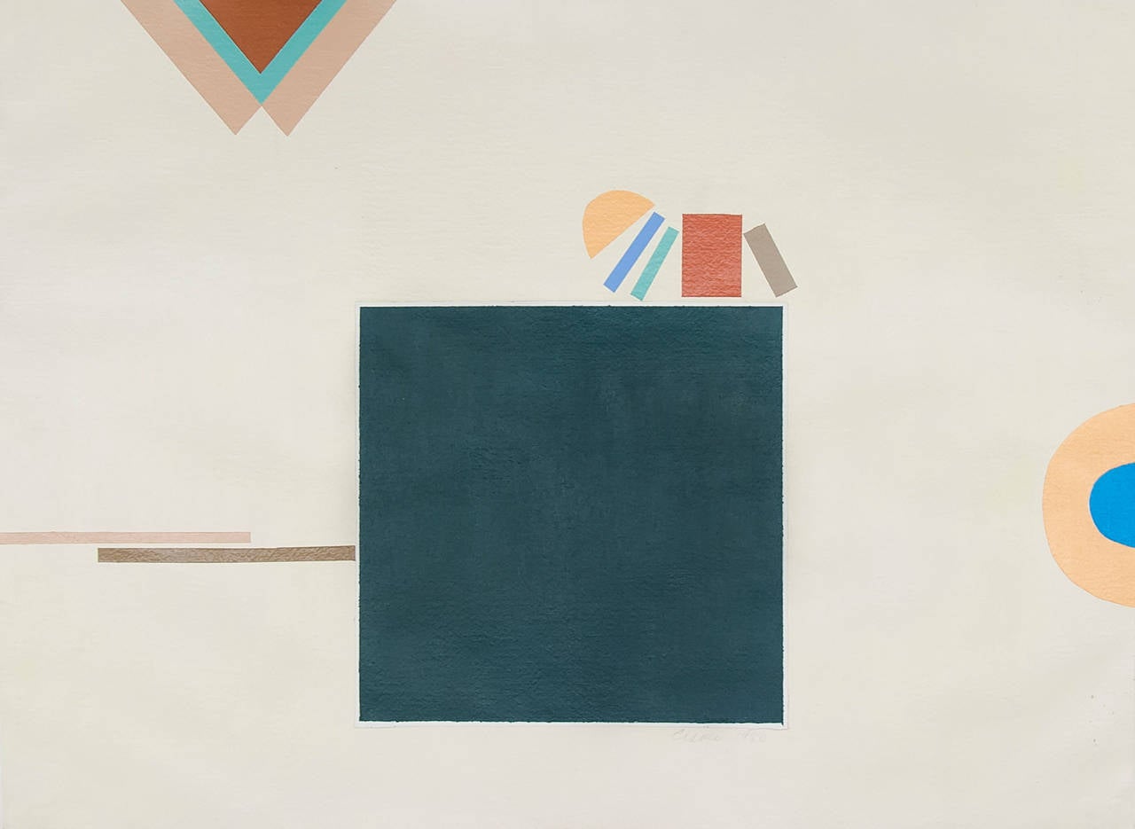 Abstract Painting de Carole Eisner - Britt (pintura geométrica, neutra, acrílico sobre papel)