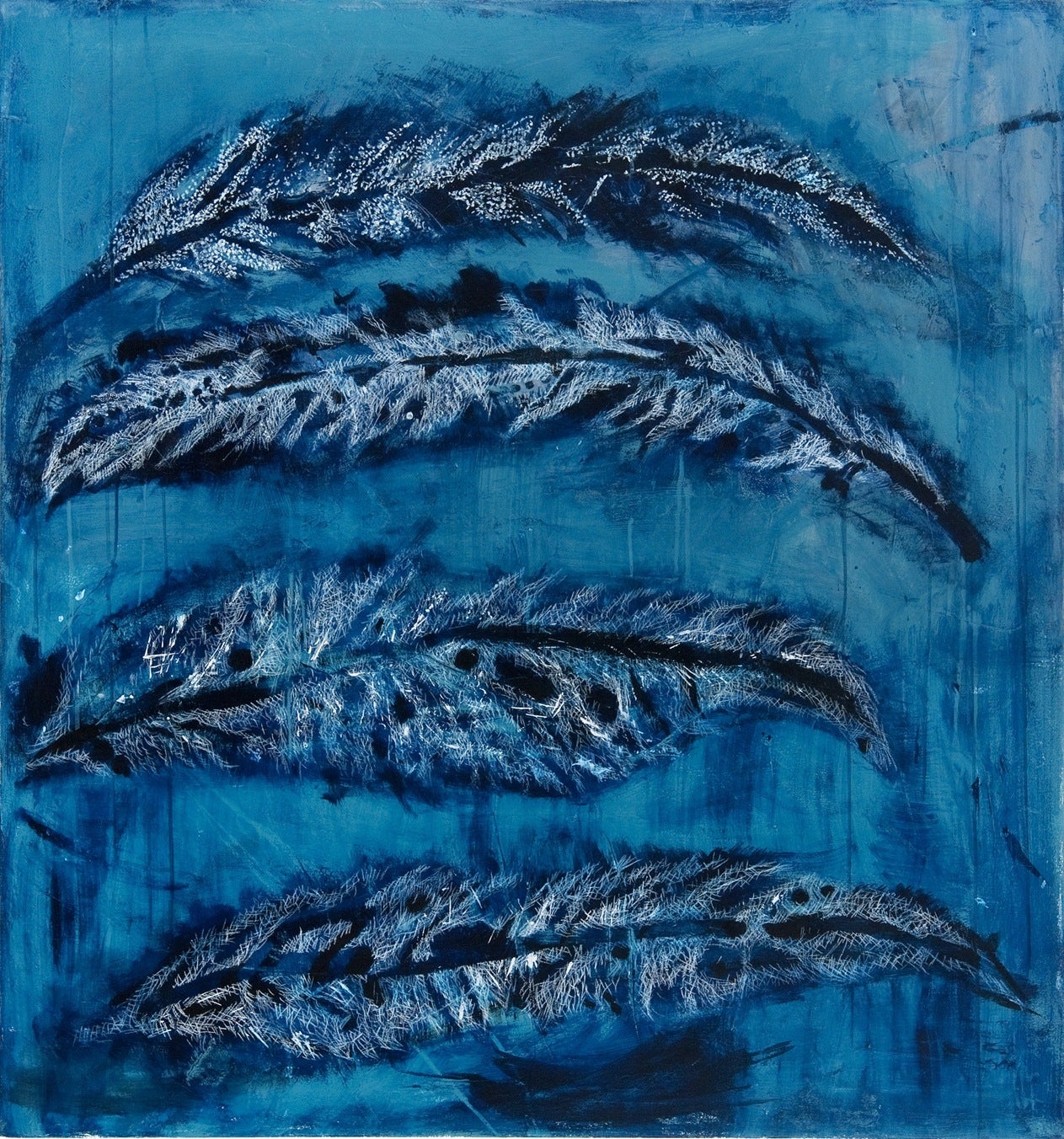 Indigo Beginnings - Mixed Media Art by Shira Toren