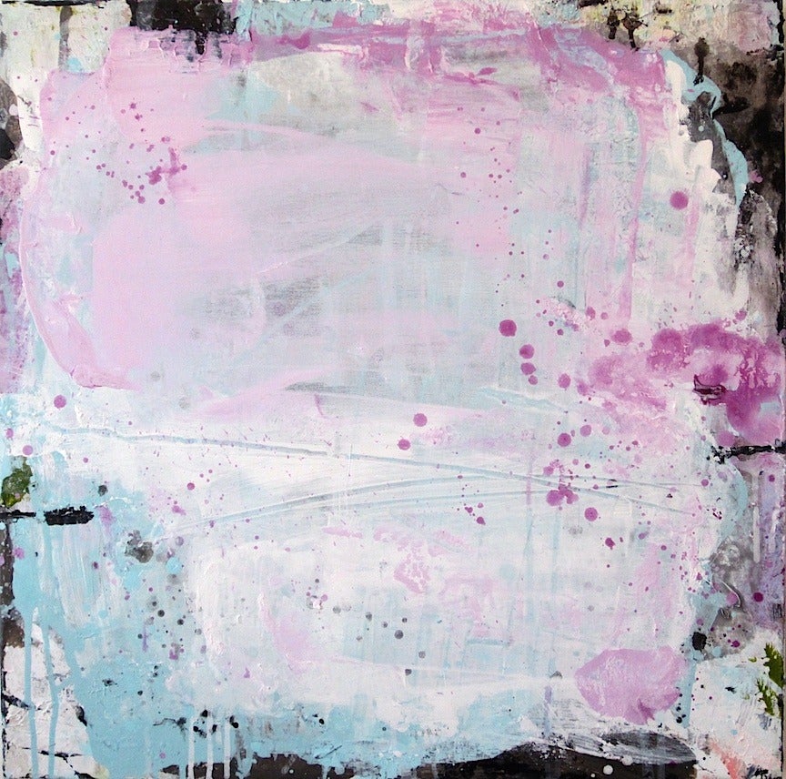 Lisa Fellerson Abstract Painting - Pastel Grit, pink abstract expressionist painting on canvas
