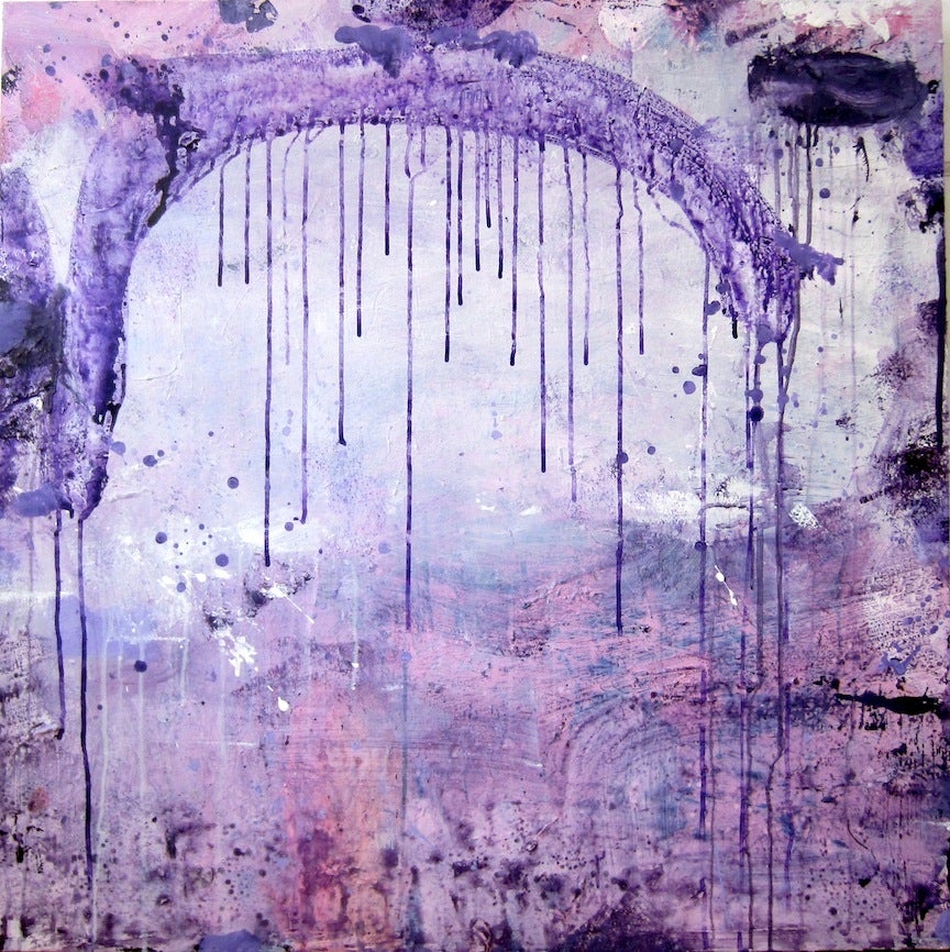Lisa Fellerson Abstract Painting - Semi Sweet, bright purple abstract expressionist painting on canvas
