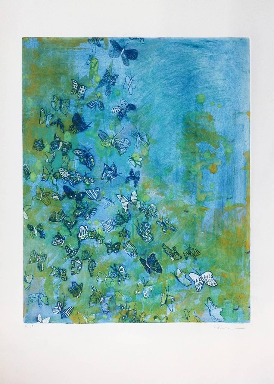 Fumiko Toda Animal Print - Butterfly Away (Blue)