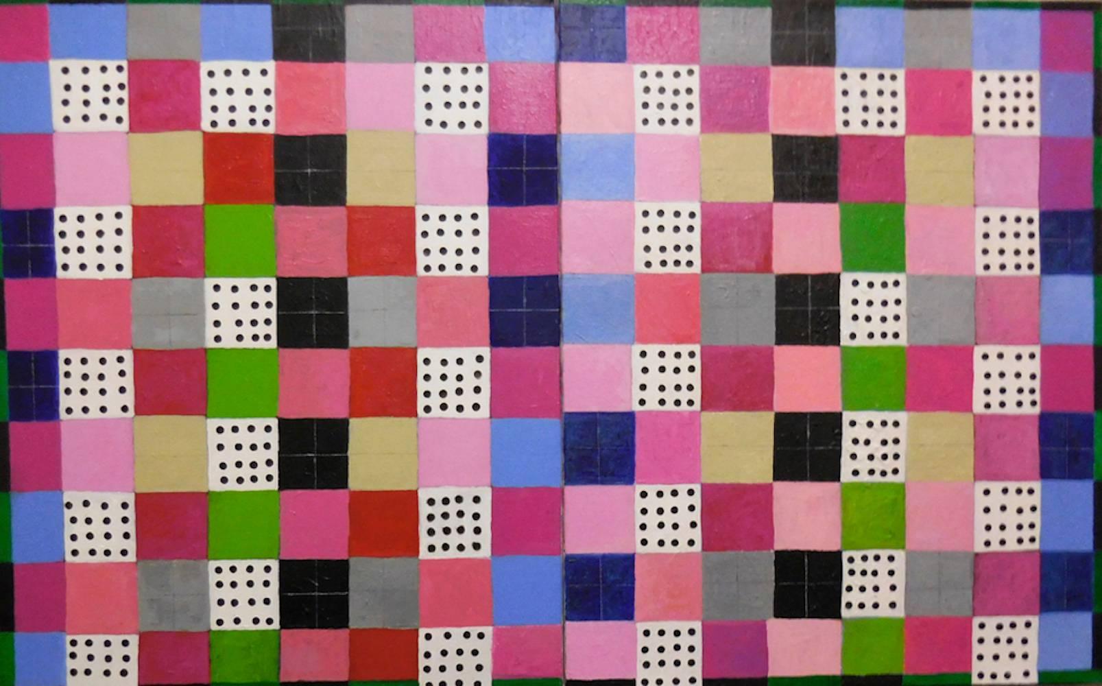 Caroline Blum Abstract Painting - Squares and Dots