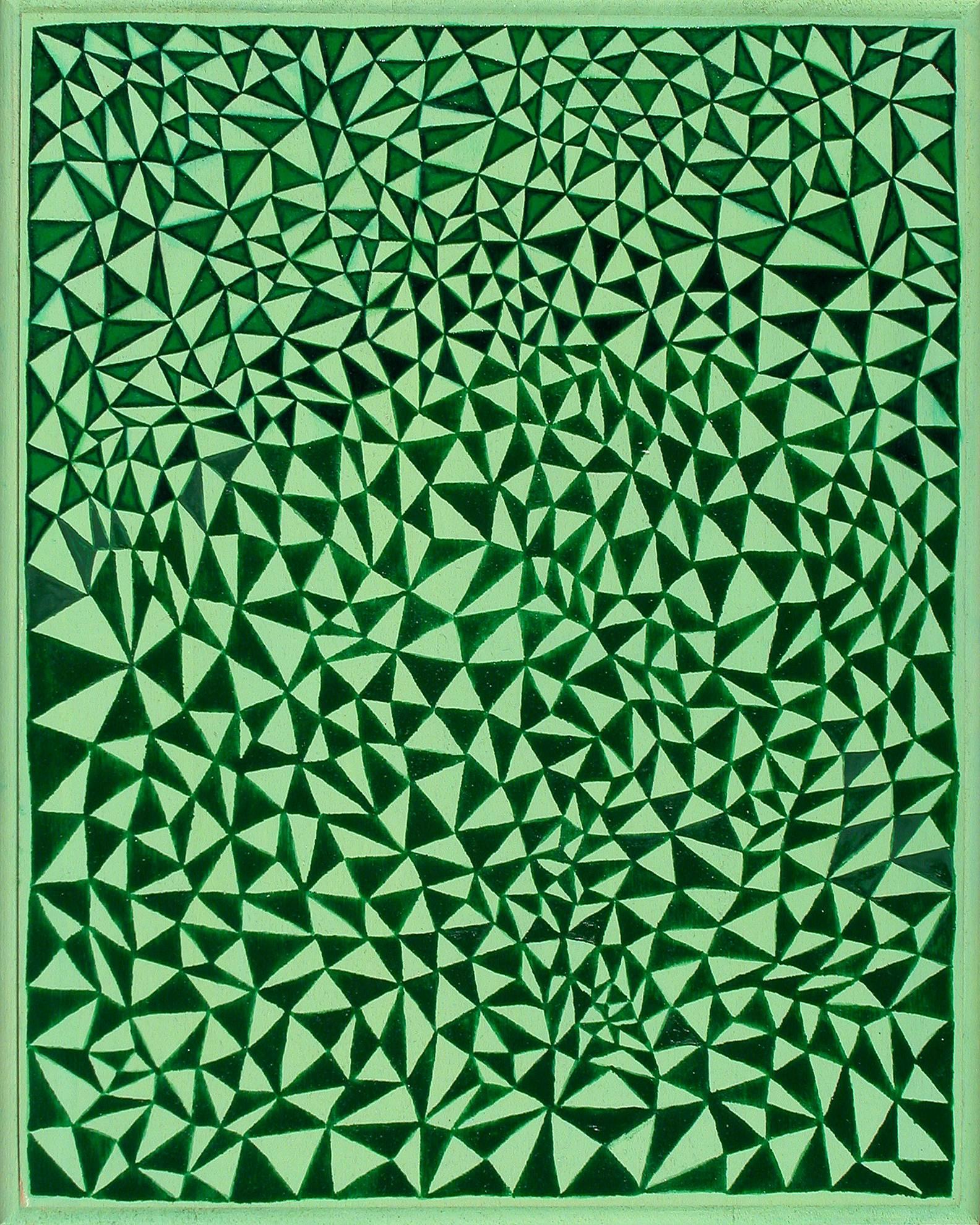 Lori Ellison Abstract Painting - Green Triangles