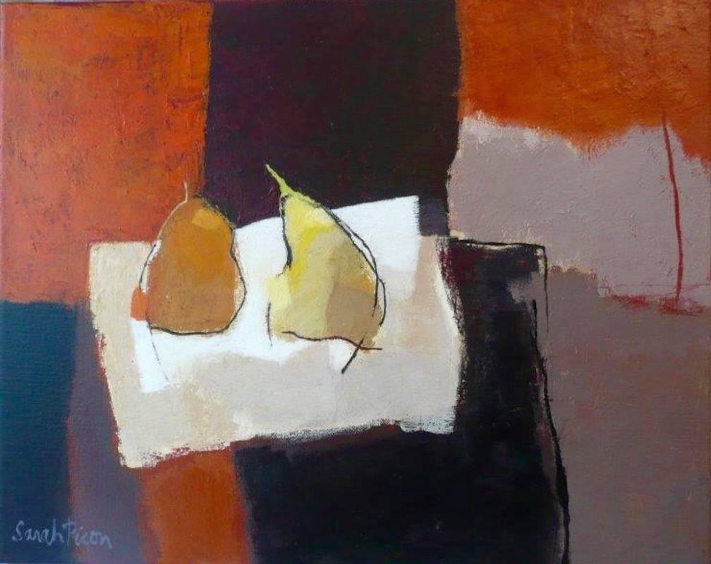 Sarah Picon Interior Painting - 2 Poires sur une Table Noire 