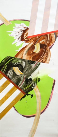 Untitled 26 (abstract acrylic on canvas, bright, stripes, texture, gestural)