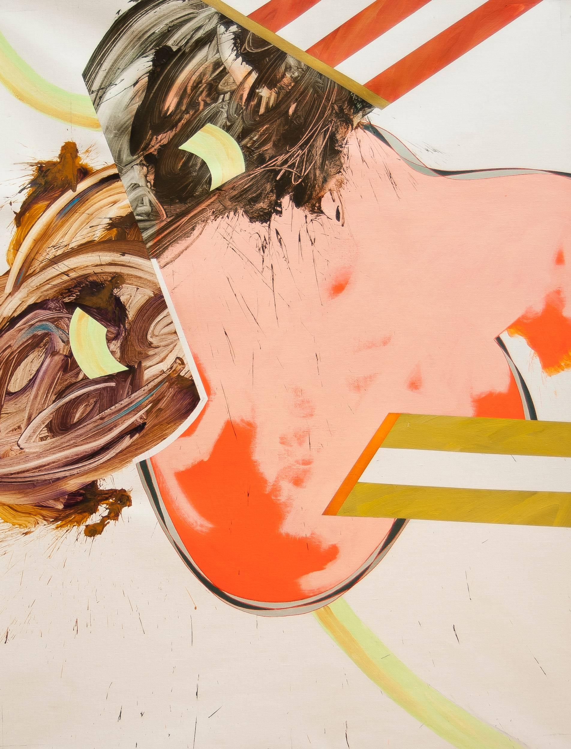 Carlos Puyol Abstract Painting – 18, hellorangefarbenes abstraktes expressionistisches Gemälde auf Leinwand ohne Titel