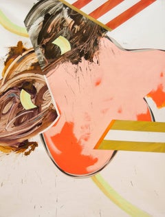 18, hellorangefarbenes abstraktes expressionistisches Gemälde auf Leinwand ohne Titel