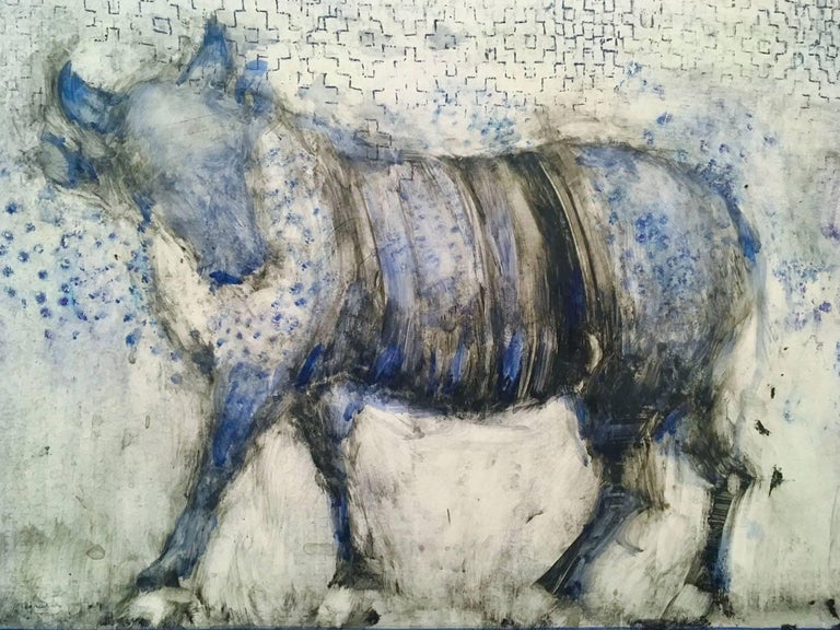 Alicia Rothman Animal Painting - Blue Bull Walking