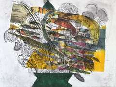 Flowers on Green Vase (Birds) 5