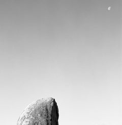Moon Talks to Rock, black and white landscape photograph