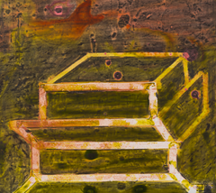 Soporte de peso (acrílico, grafito, Yupo, arquitectura, escaleras, amarillo, negro)