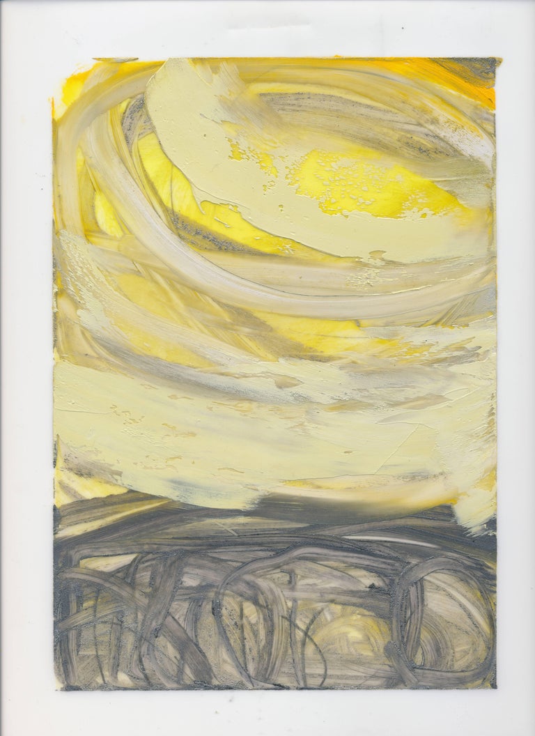 Rachelle Krieger Abstract Painting - Atmospheric Study 9, oil and graphite on paper, 10 x 7 inches. Expressive lines