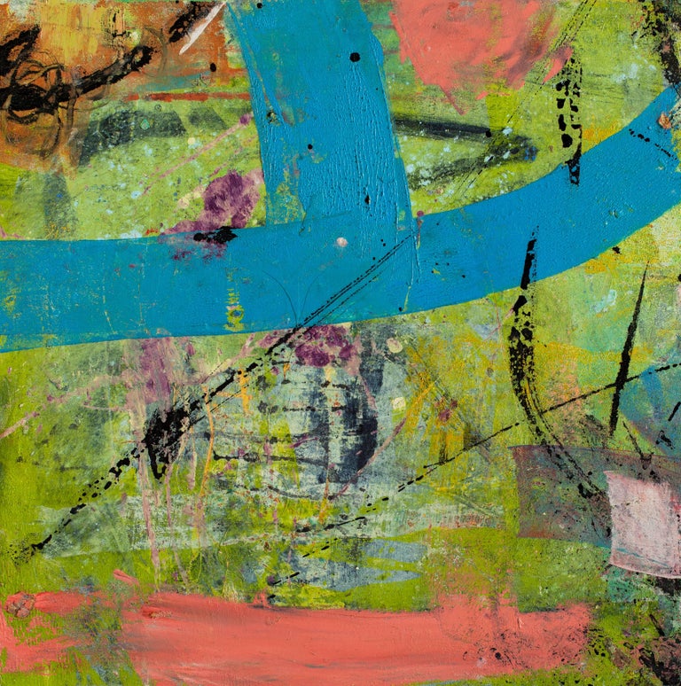 Lisa Pressman Abstract Painting - Mapping a Place 7, oil on board, 12 x 12 inches. Abstract, layered surface