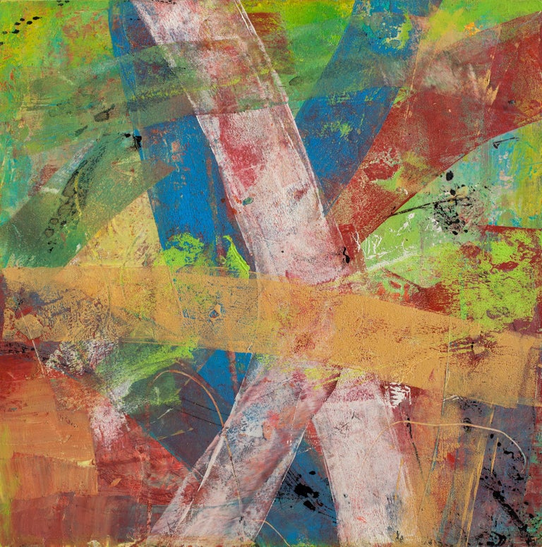 Lisa Pressman Abstract Painting - Mapping a Place 1, oil on board, 12 x 12 inches. Abstract, layered surface