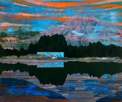 Western Pacific, 2018, acrylic on panel, 20 x 24 inches. Reflected landscape