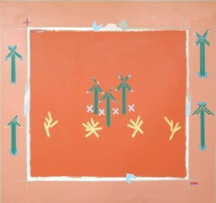 Kachma (abstract, orange, pattern, geometric, large, acrylic on canvas painting)