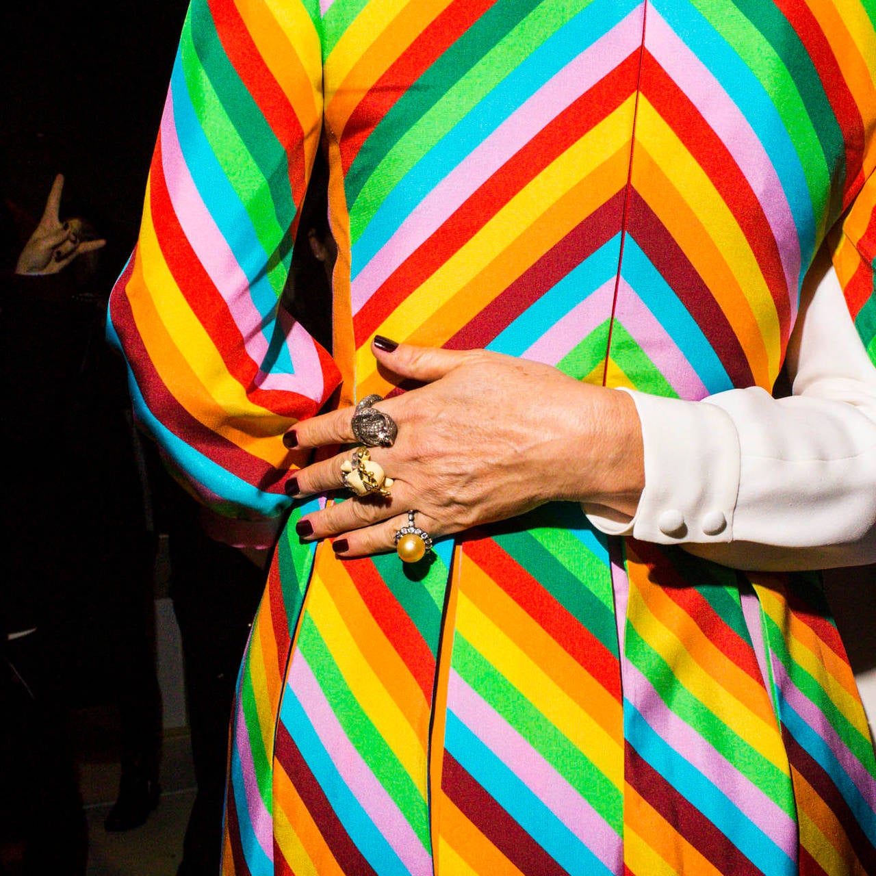 Landon Nordeman Color Photograph - Valentino (Rainbow Coat)