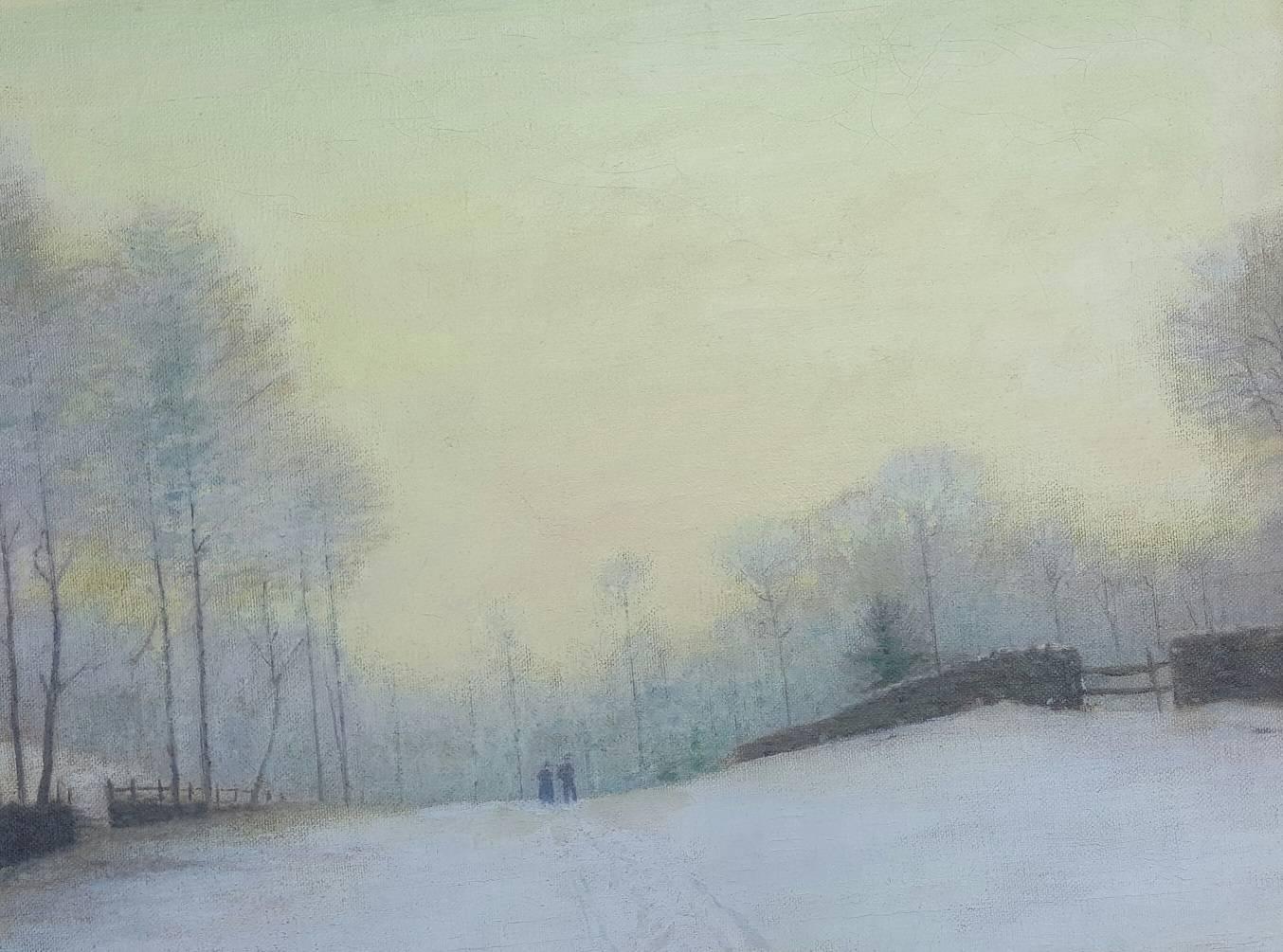 Birge Harrison Landscape Painting - Snowy Road at Kingston New York