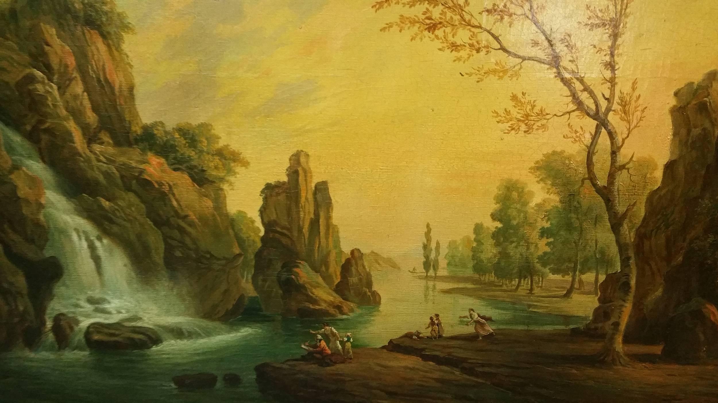 Unknown Landscape Painting - The Falls at Tivoli, Italy