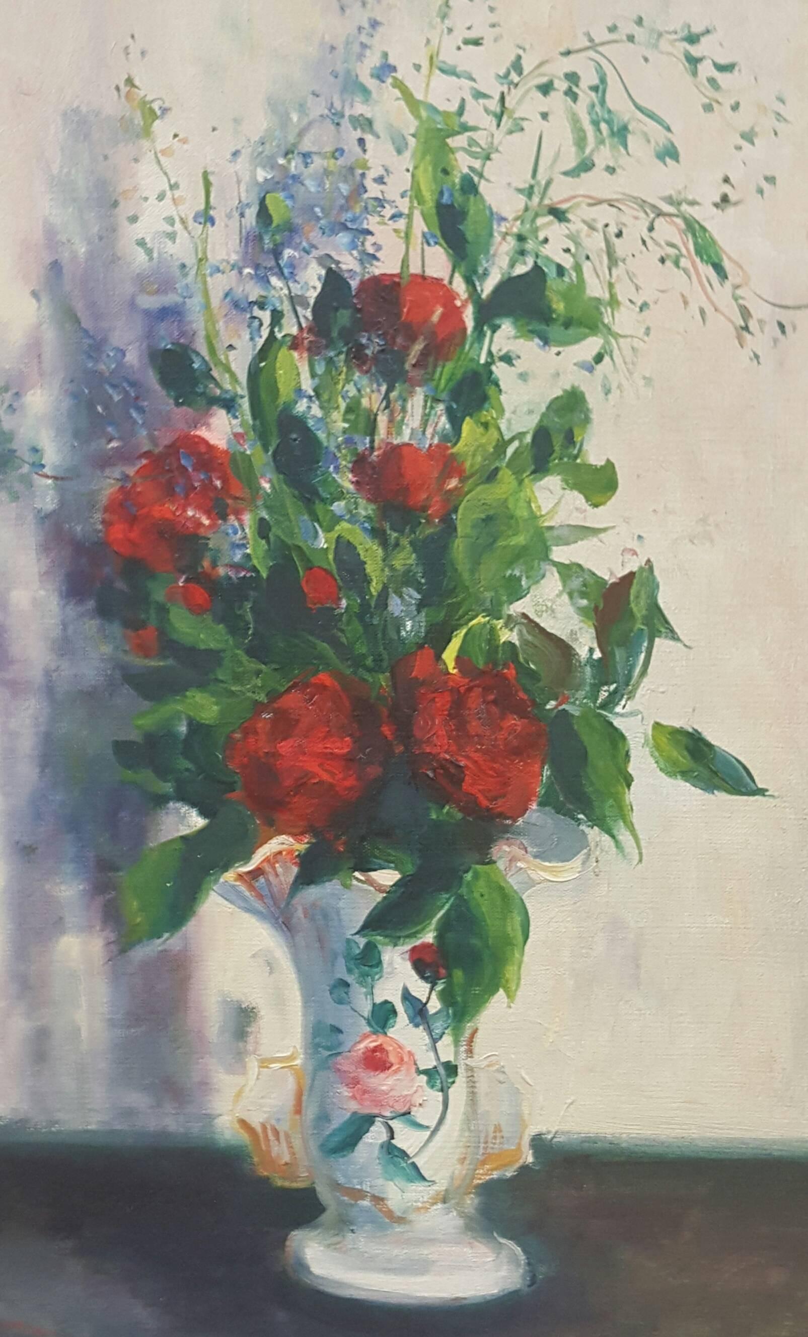 Still-Life Painting de Gaston Sebire - Petit Bouquet Rouge